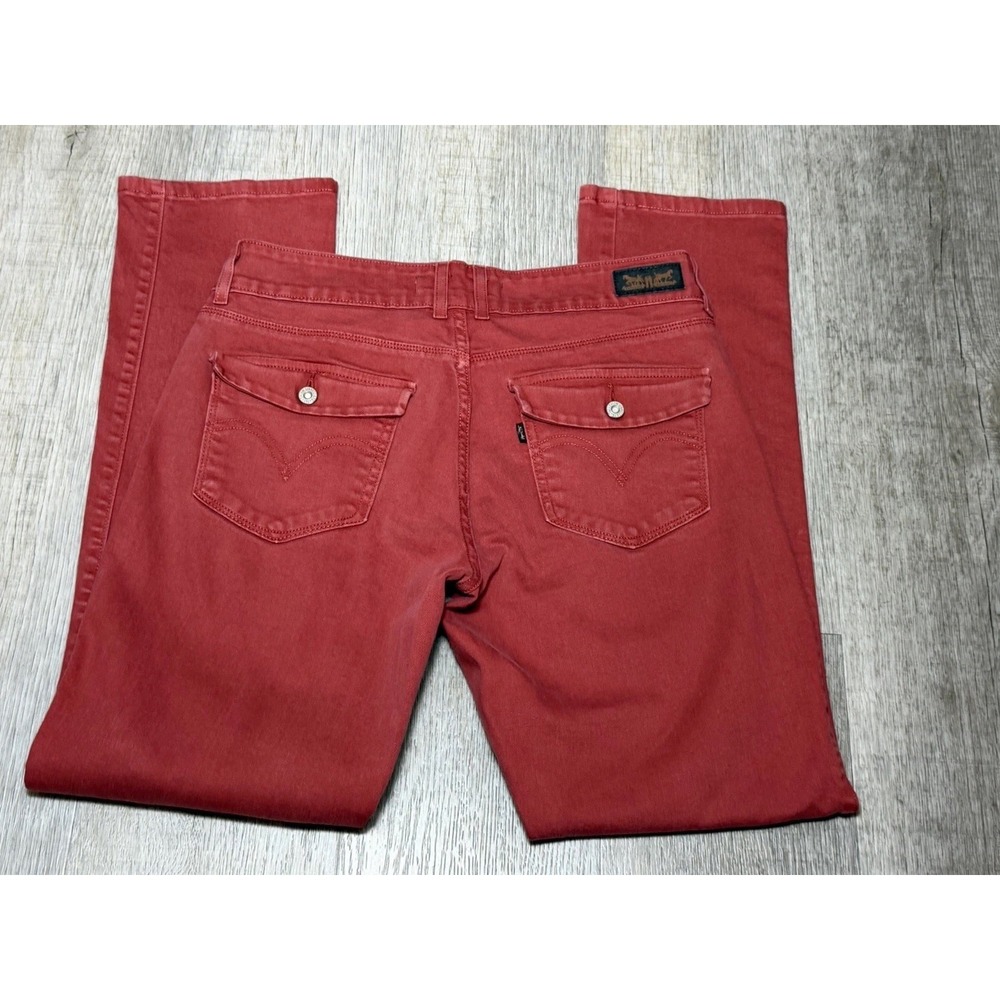 Levis Jeans Womens Sz 8m Brick Red Mid Rise Slimming Skinny Stretch Denim